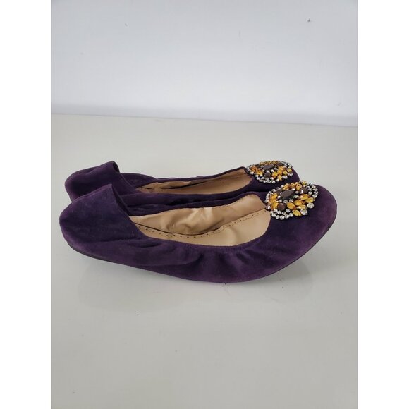 Adrienne Vittadini VELMA Slip on Ballet Flats Purple Suede Leather 9 - Picture 2 of 10